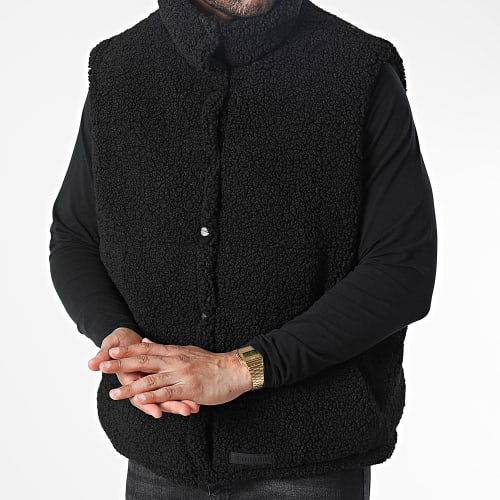 Veste Fourrure Doudoune Sans Manches Réversible U33471MOW Noir