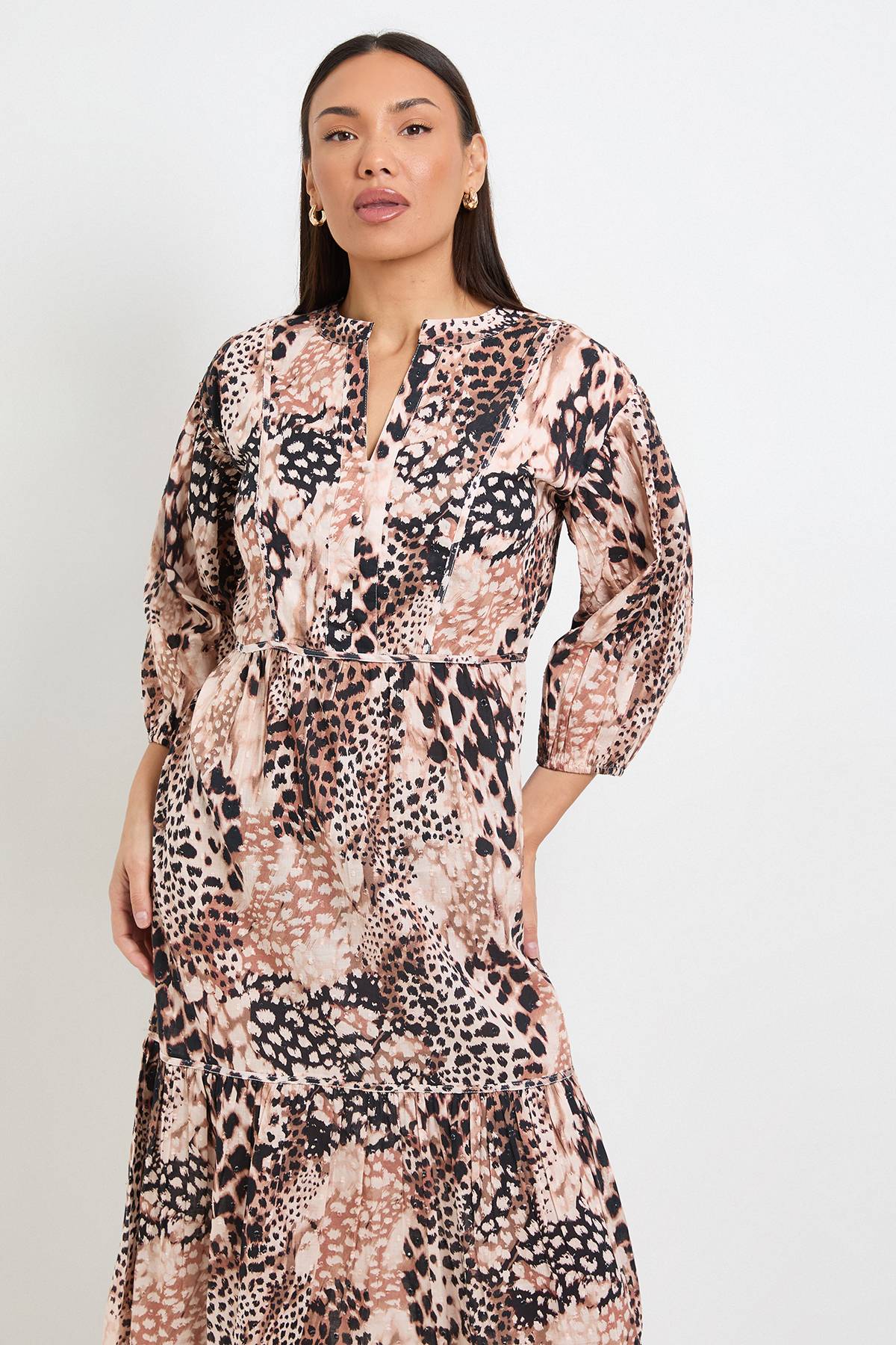Wallis Robe Midi En Coton Imprimé Animal Pour L'été