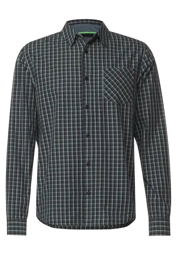 Popeline Hemd mit Karomuster - dark green