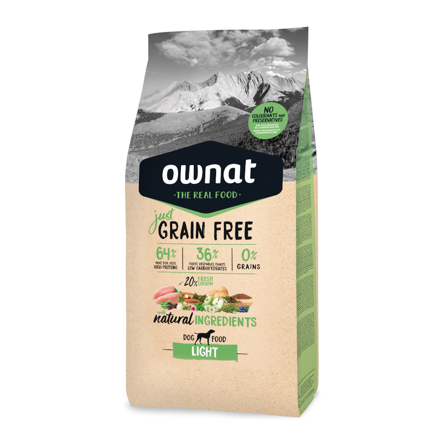 Alimento Ownat Just Grain Free Adult Light para Cães