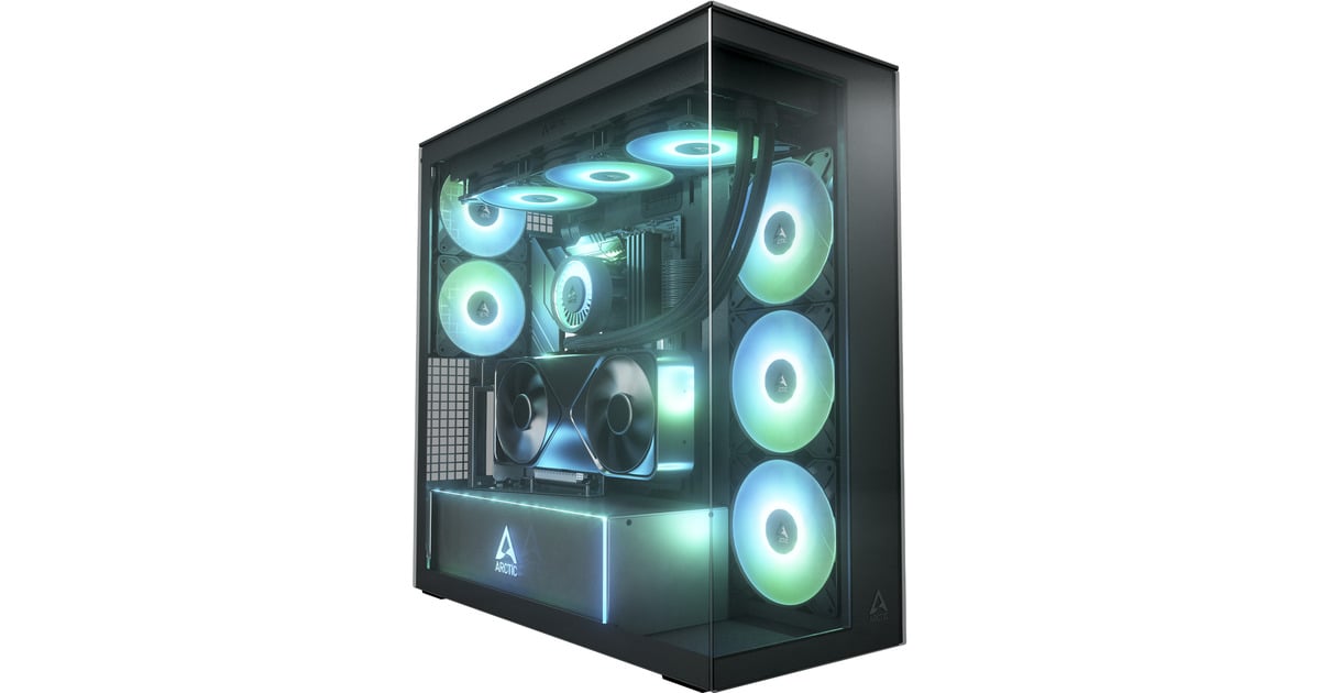 ARCTICXtender VG midi tower behuizing  (Zwart | 2x USB-A | 1x USB-C | RGB | Tempered Glass)