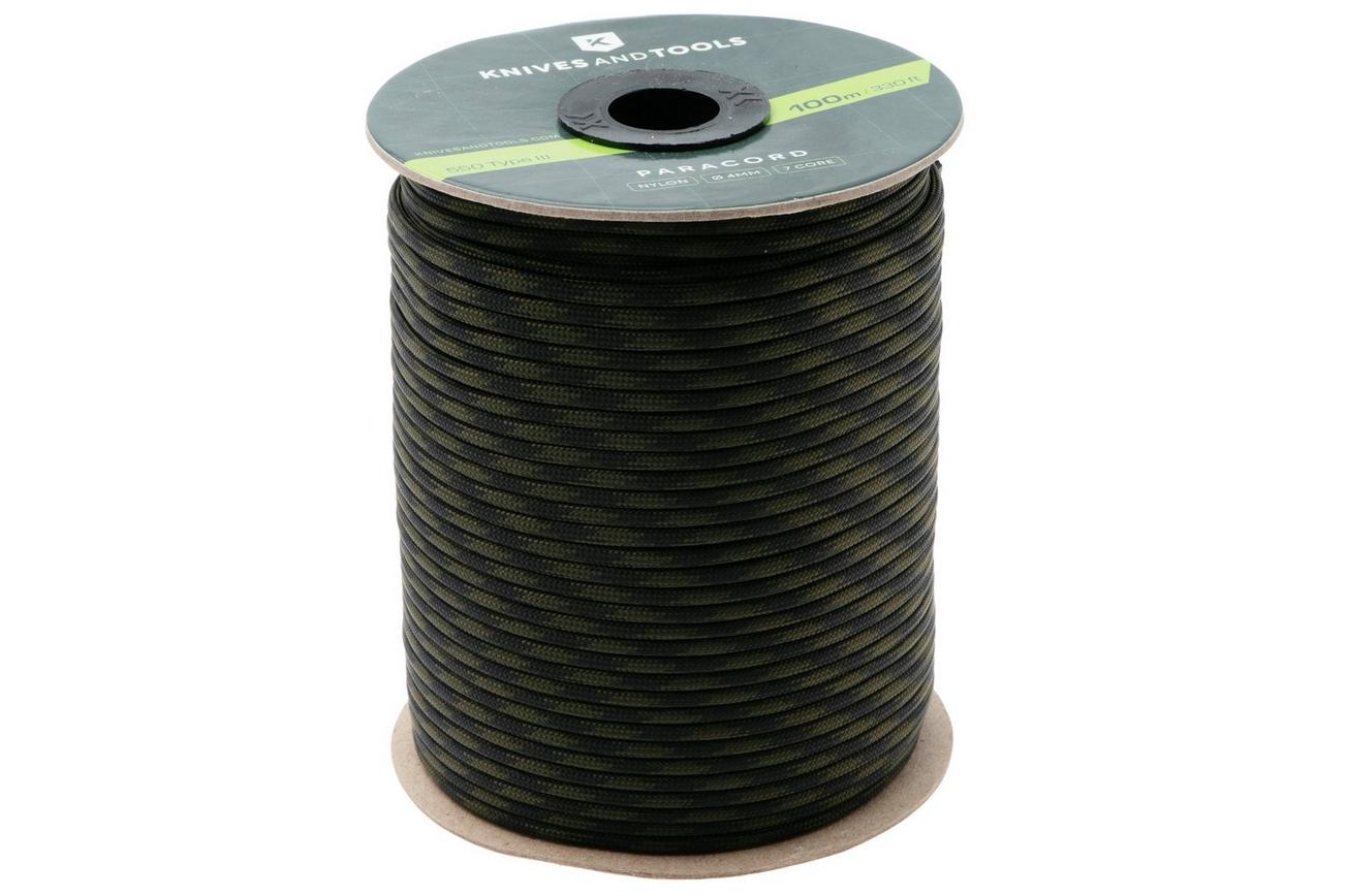 Knivesandtools 550 Paracord Type III, Black Forest, 330ft (100 m)