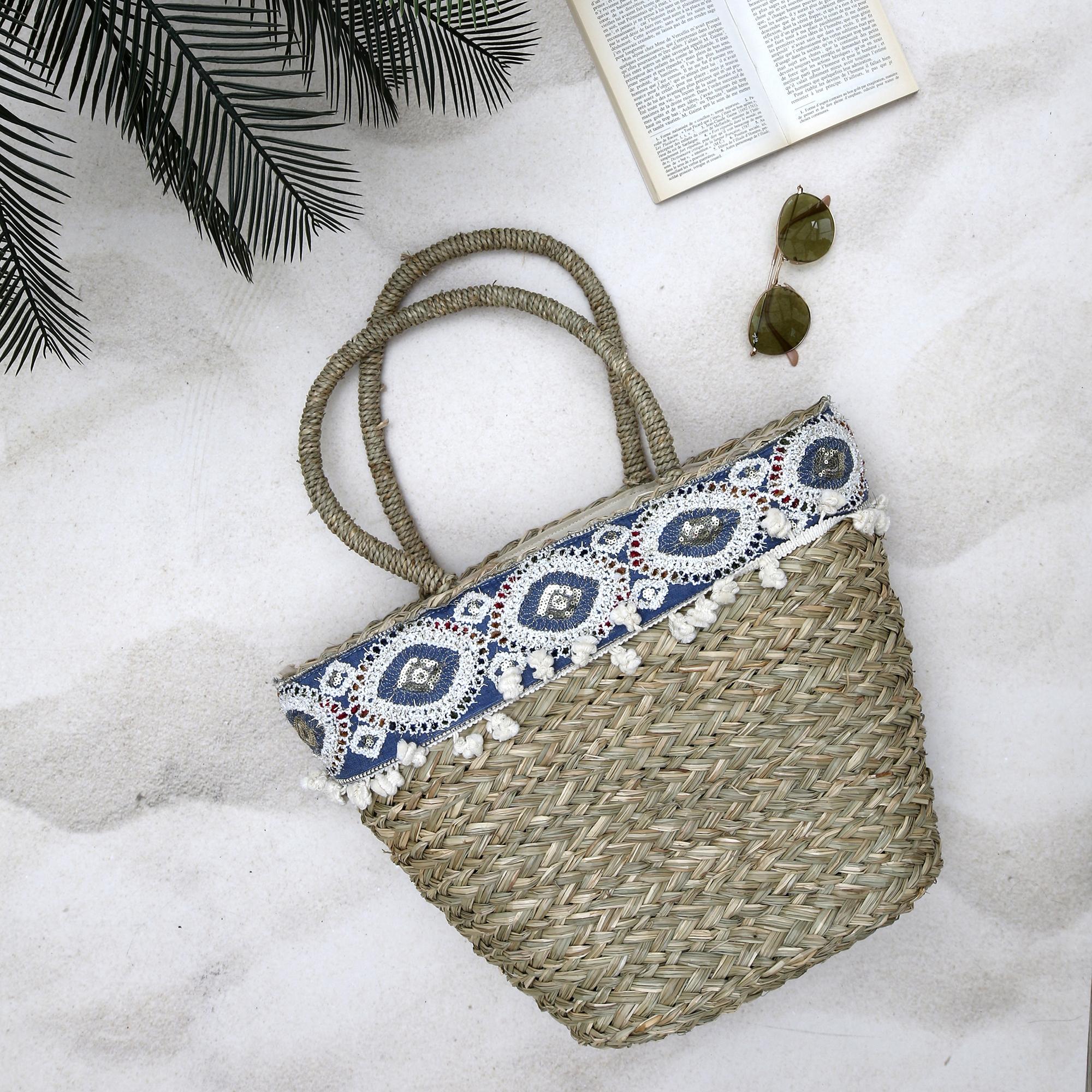 SAC DE PLAGE EN PAILLE 49X30CM