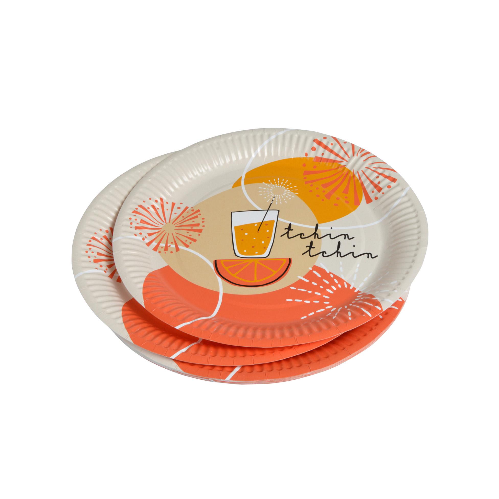 SET 10 ASSIETTES CARTON D.23CM TCHIN TCHIN