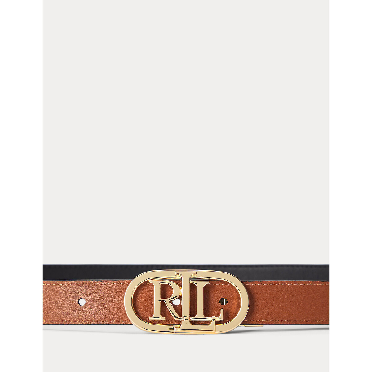LAUREN RALPH LAUREN<br>Cinto reversível de couro com fivela LRL