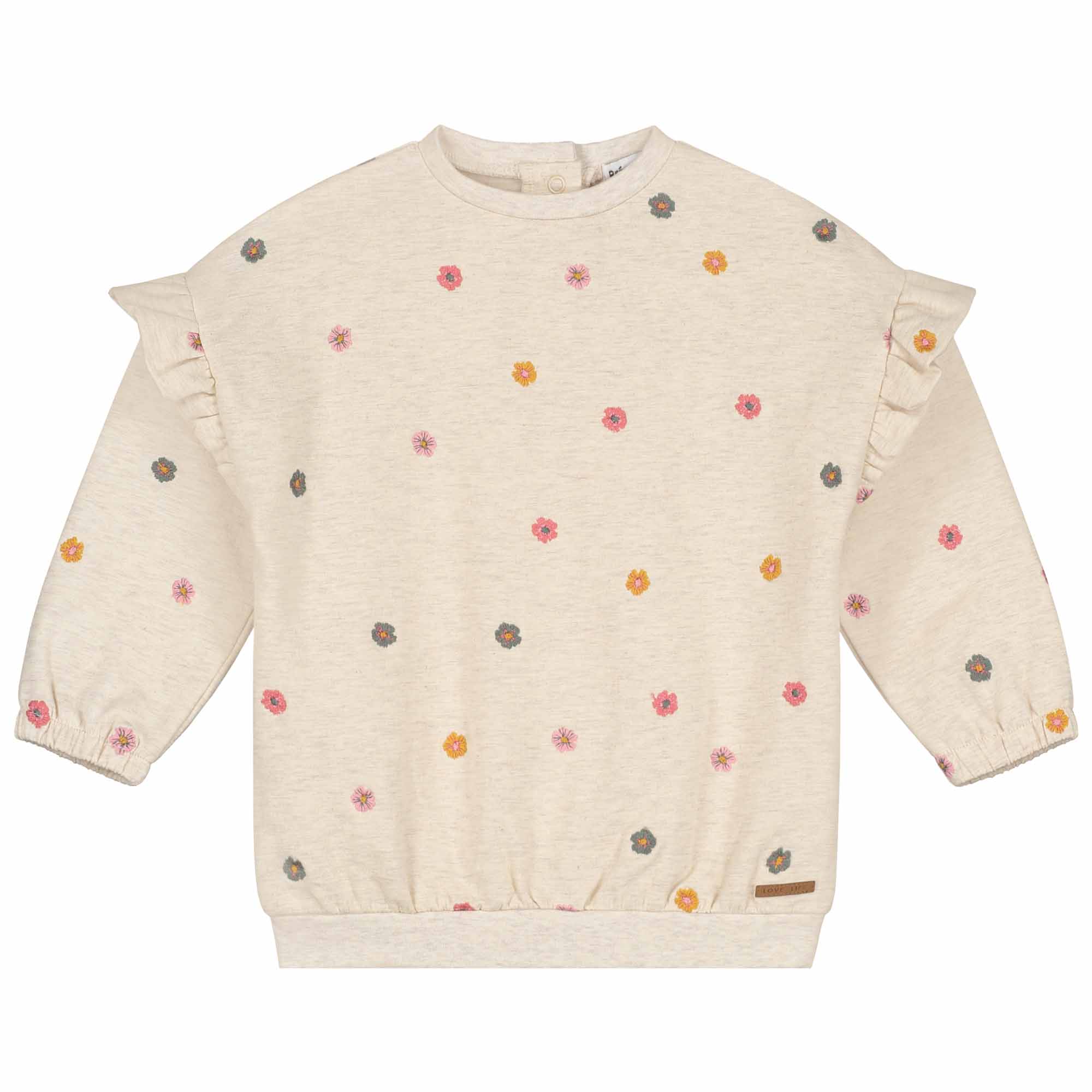 Prénatal baby sweater lange mouwen bloemen beige