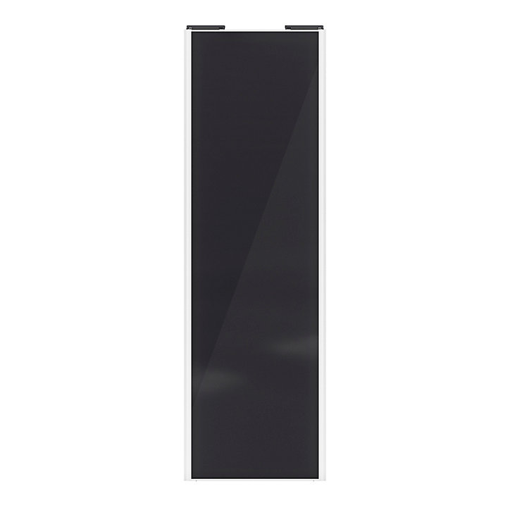 Porte de placard coulissante noir profil blanc GoodHome Arius H. 248,5 x L. 77.2 cm + amortisseurs