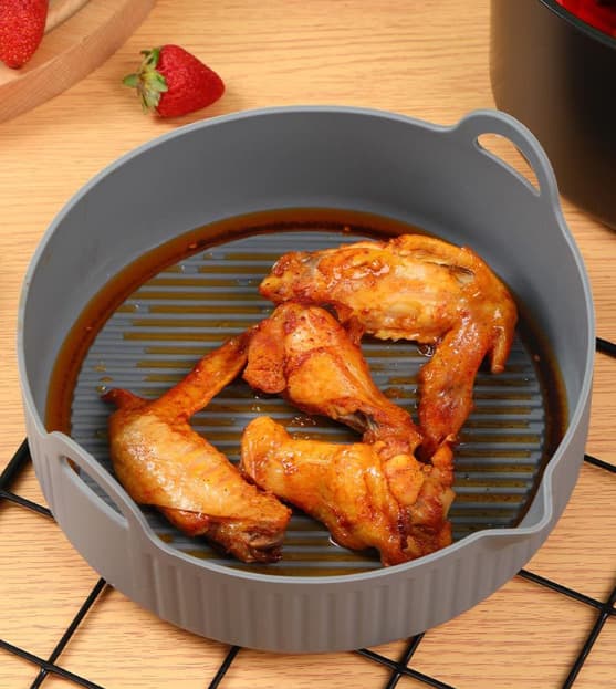 Rund Air Fryer silikonegryde 18,5 cm Grå