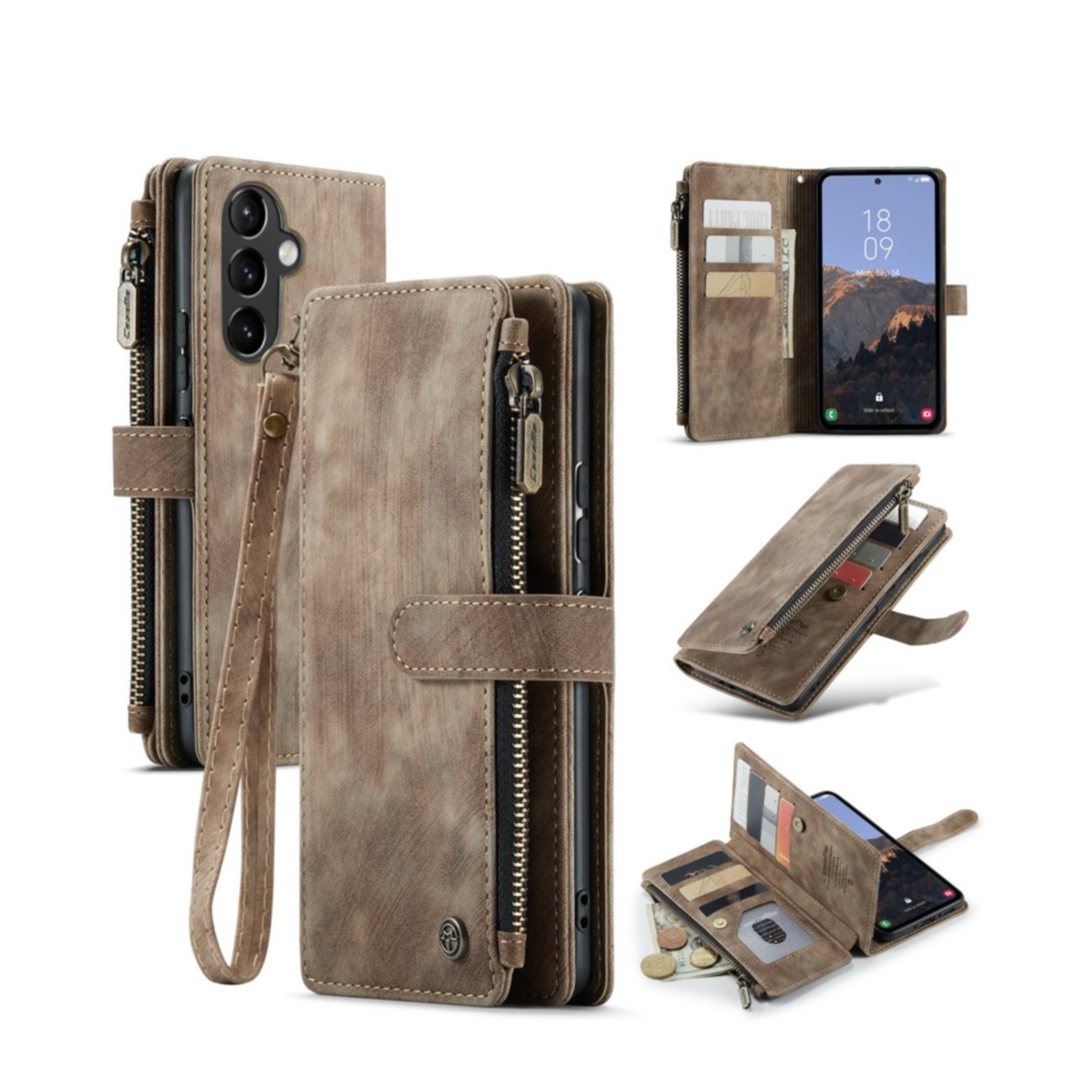 Samsung Galaxy A54 5G 2in1 Leder Tasche Karten Etui - Dunkelbraun