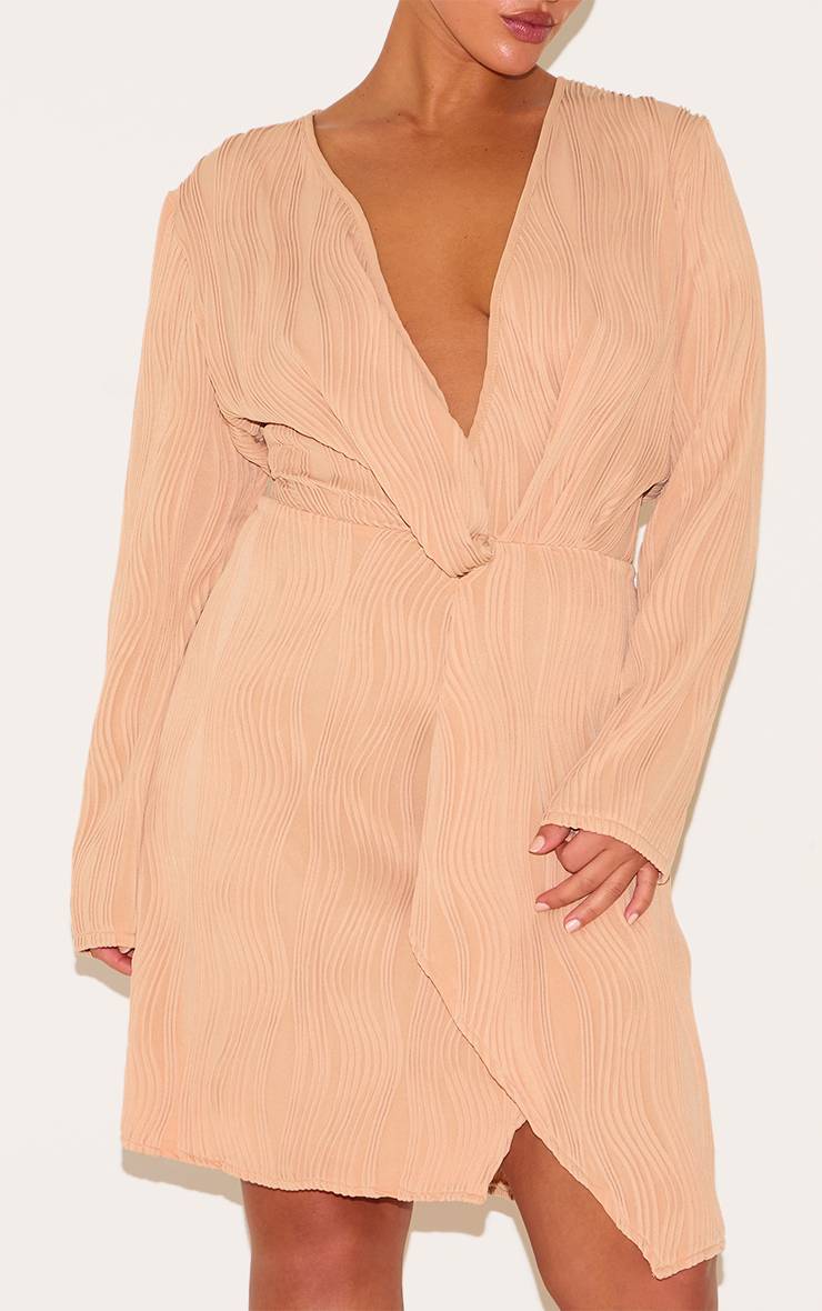 Gris Pierre Robe Grande Taille Plissée À Devant Cache-cœur