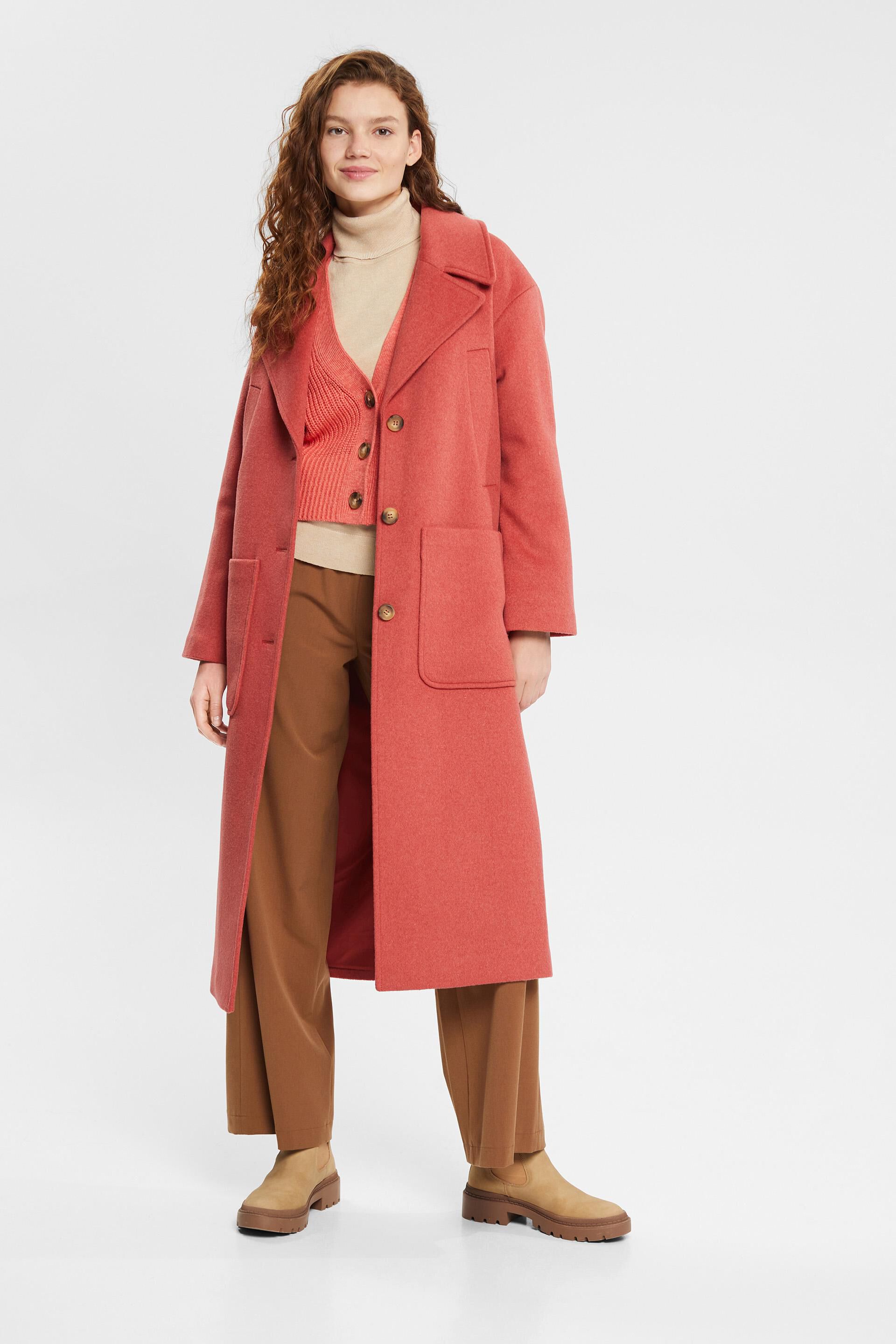 Manteau long en laine mélangée