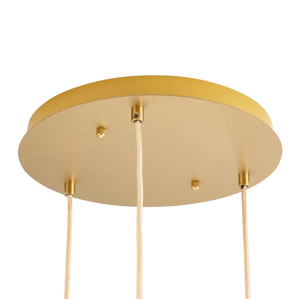 Art deco hanglamp messing met amber glas 3-lichts - Douglass