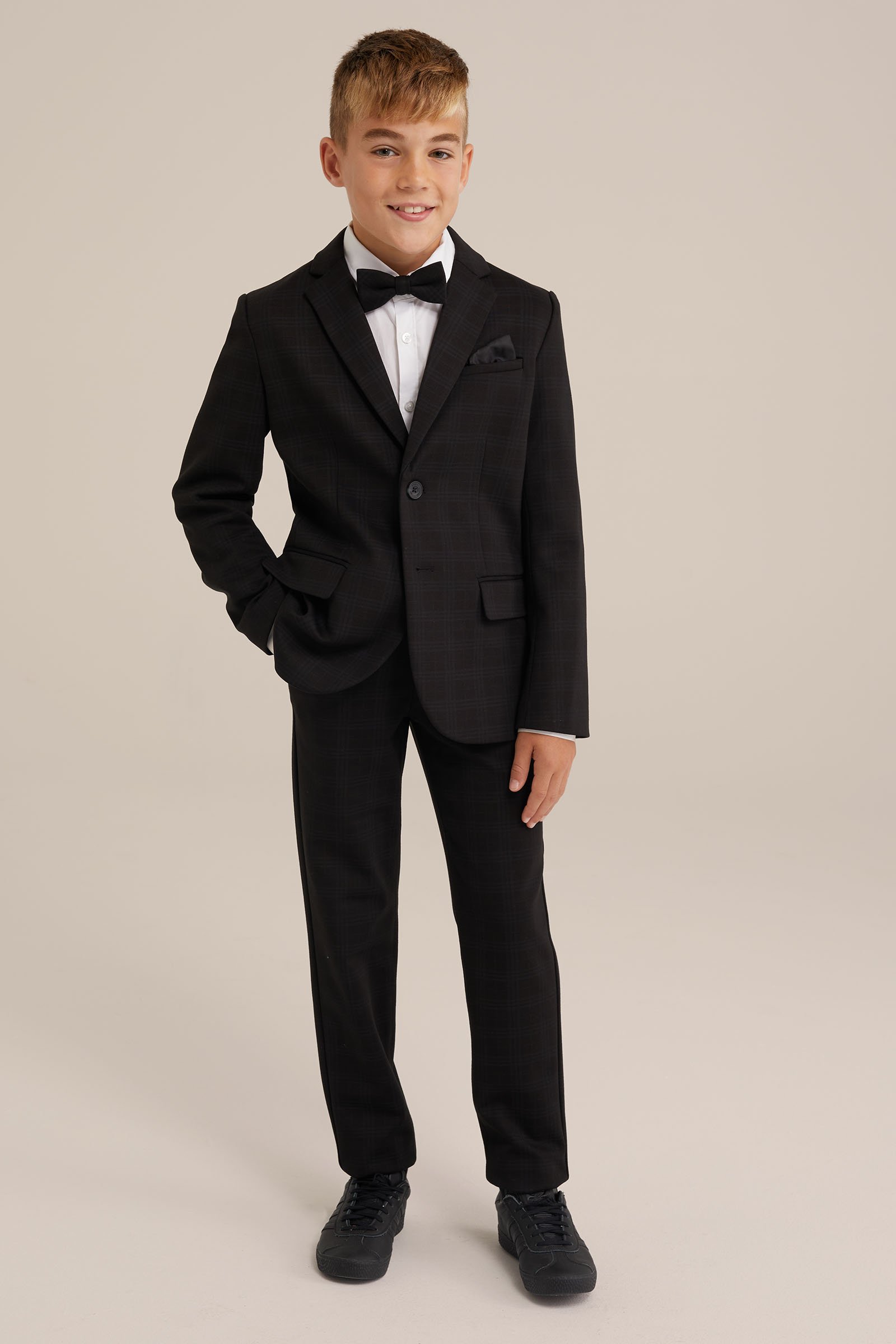 Jongens geruite blazer WE Fashion Zwart