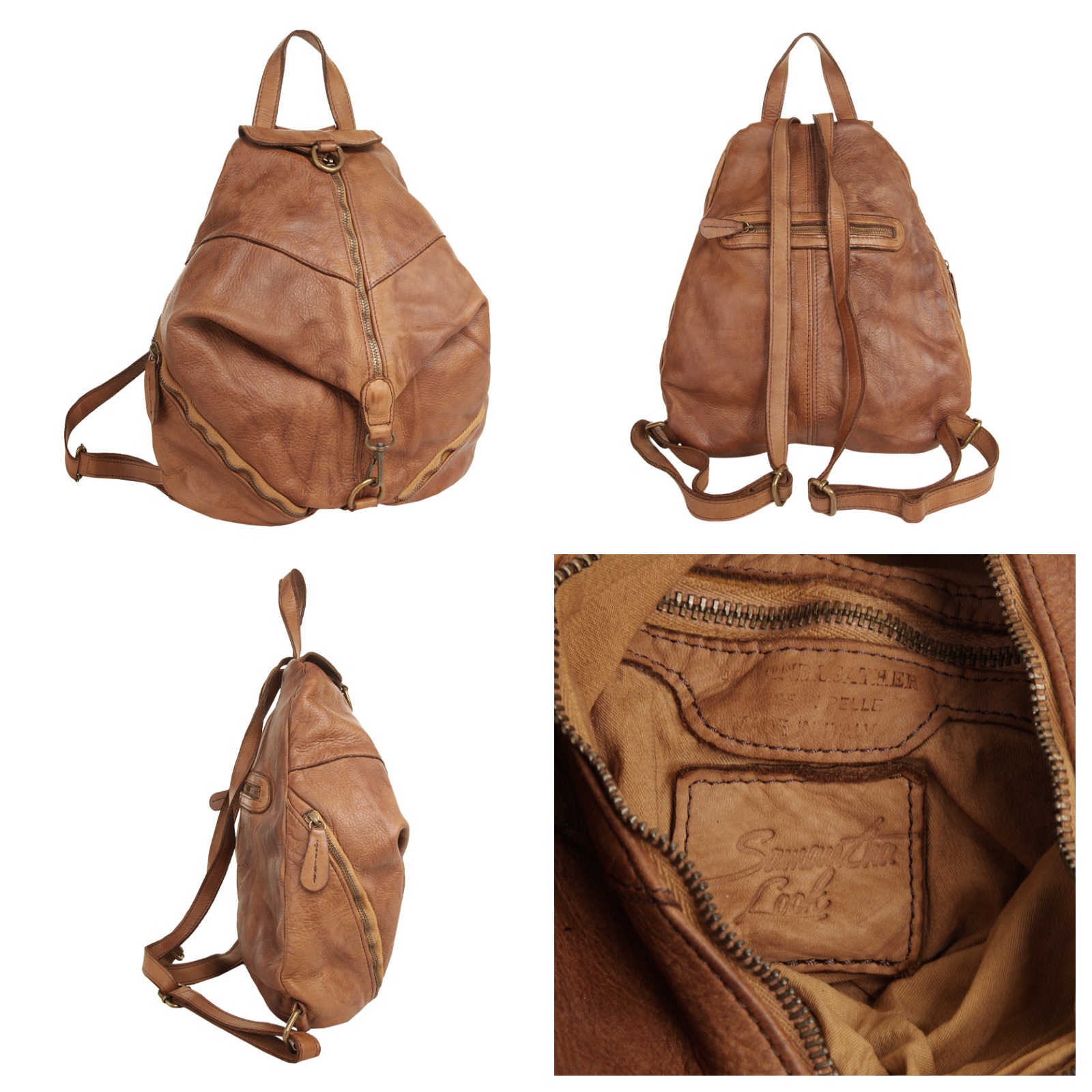 Samantha Look Cityrucksack echt Leder, Made in Italy