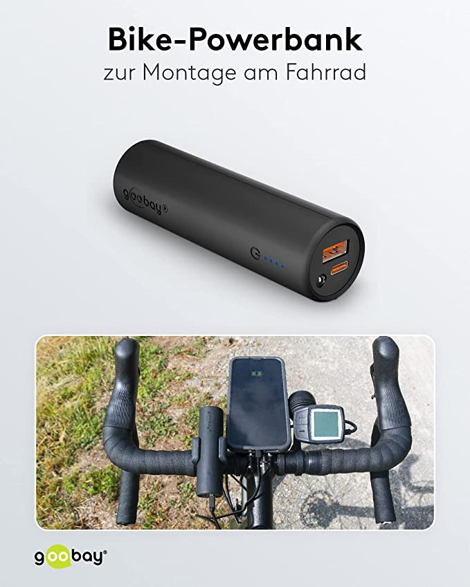 (5000mAh) Bike Powerbank USB C / USB A   Velo Halterung (60656) - Schwarz