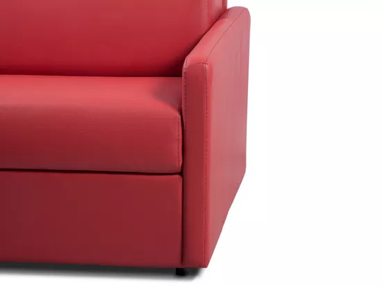 Canapé 3 places convertible express en simili rouge - Couchage 140 cm - Matelas 14 cm CALIFE