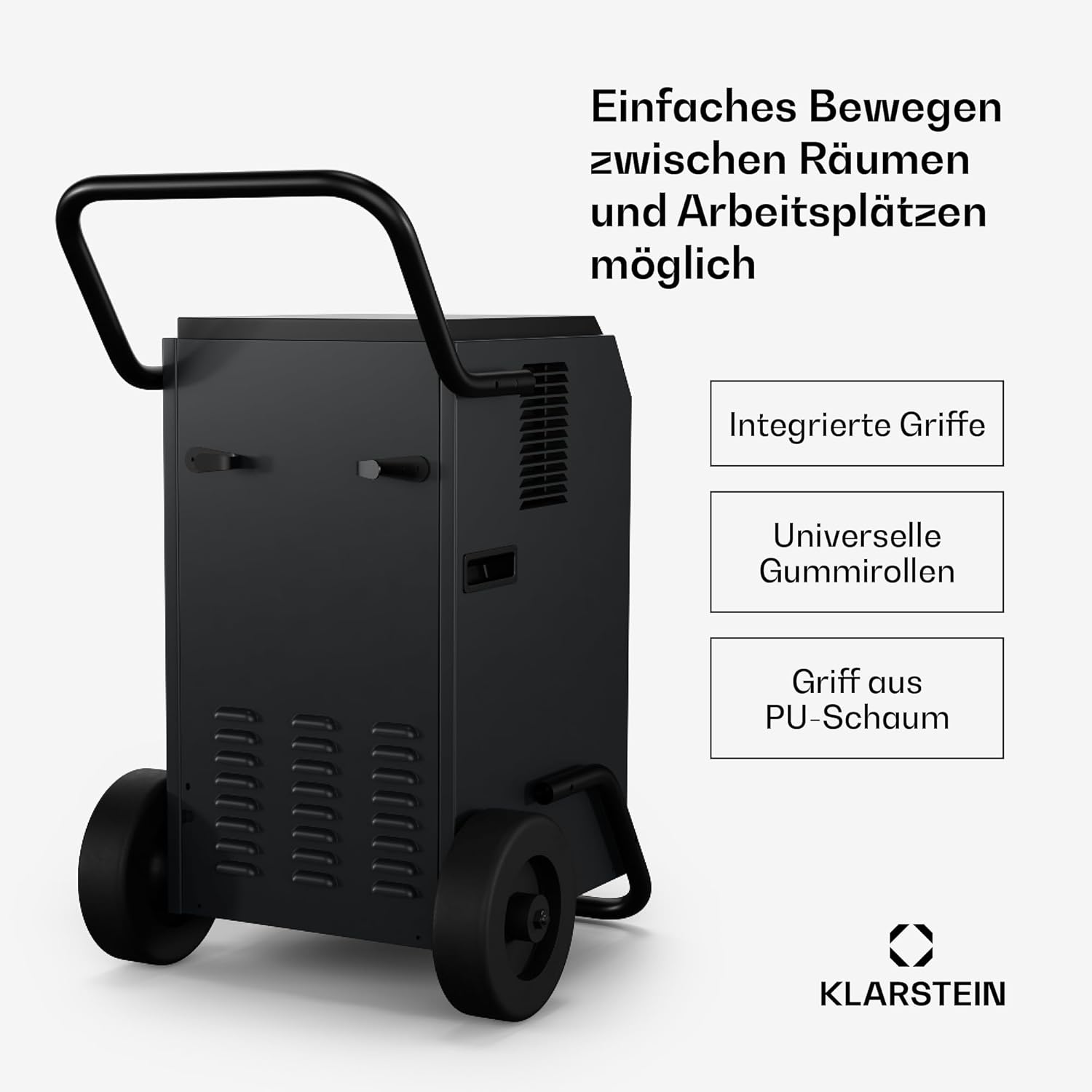 Klarstein DuraDry 50L Luftentfeuchter - Elektrisch, 52 dB, 5,5 L Tank, Auto-Abtau, Waschbarer Filter, 24h Timer, Für Keller & Große Räume bis 80 m², Anthrazit