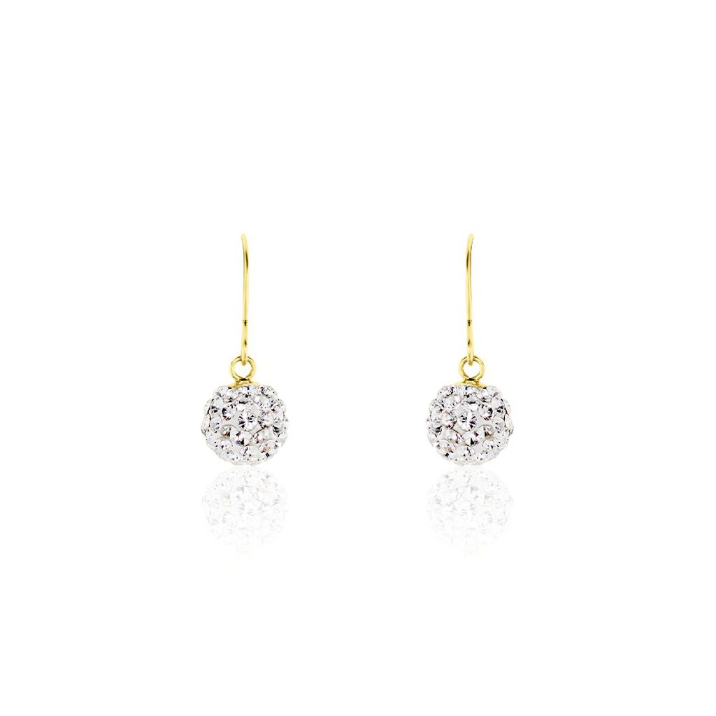 Boucles D'oreilles Pendantes Or Jaune Fidelia Cristal