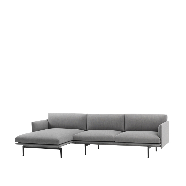 Muuto Outline bank 3-zits met chaise longue links Fiord 151