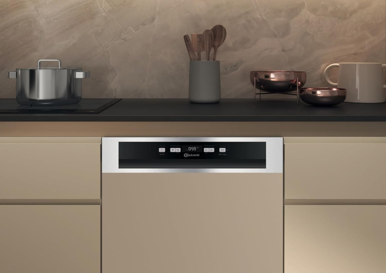 BAUKNECHT teilintegrierbarer Geschirrspüler B0B D651A X, 14 Maßgedecke, ActiveDry - automatisches Türöffnungssystem