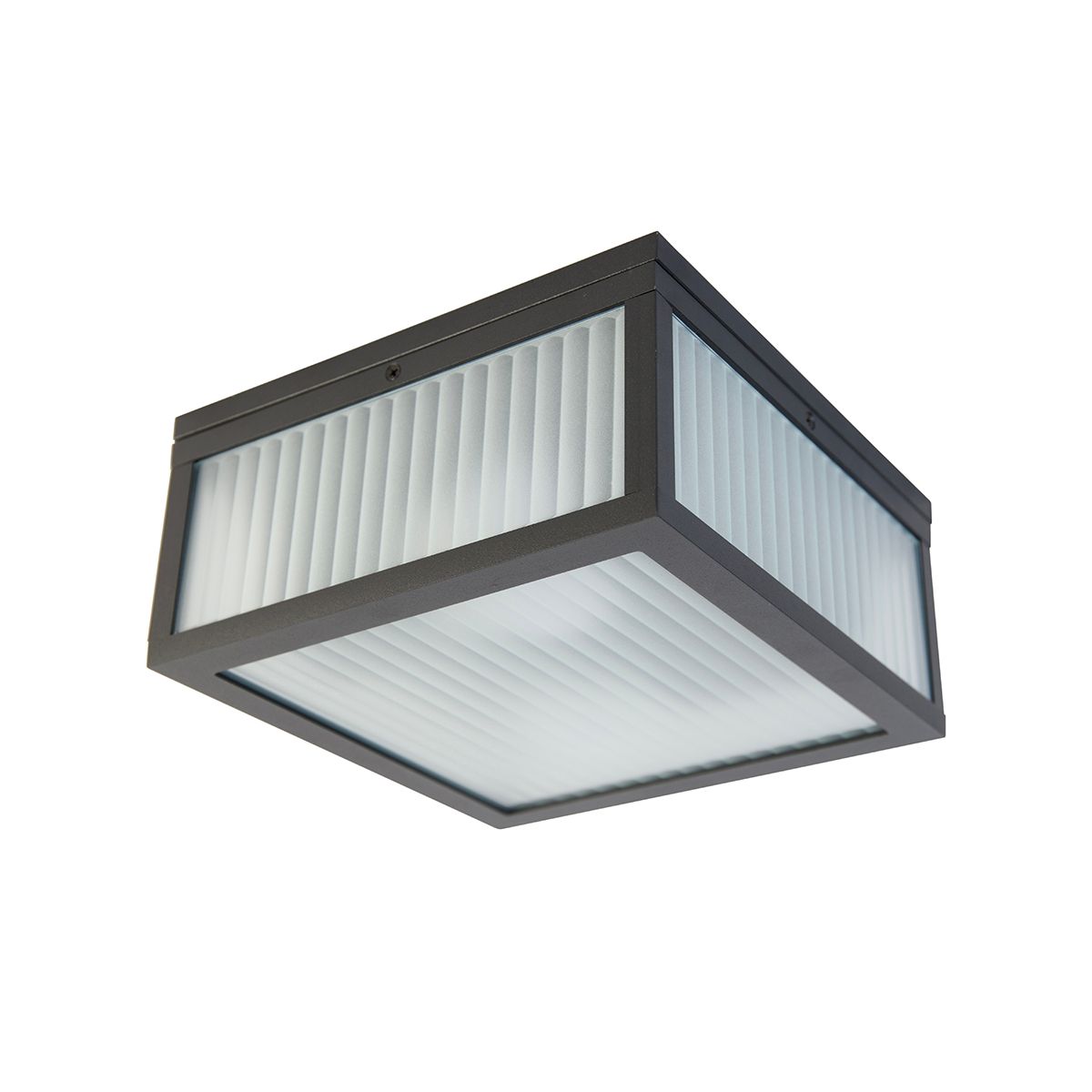Smart buiten plafondlamp zwart met ribbel glas incl. Wifi A60 - Charlois