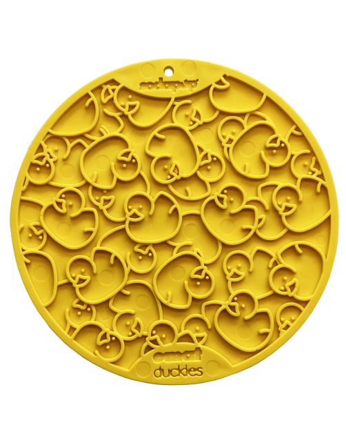 Sodapup Lickmat Duckies Met Zuignap - Hondenvoerbak - Ø20 cm Geel