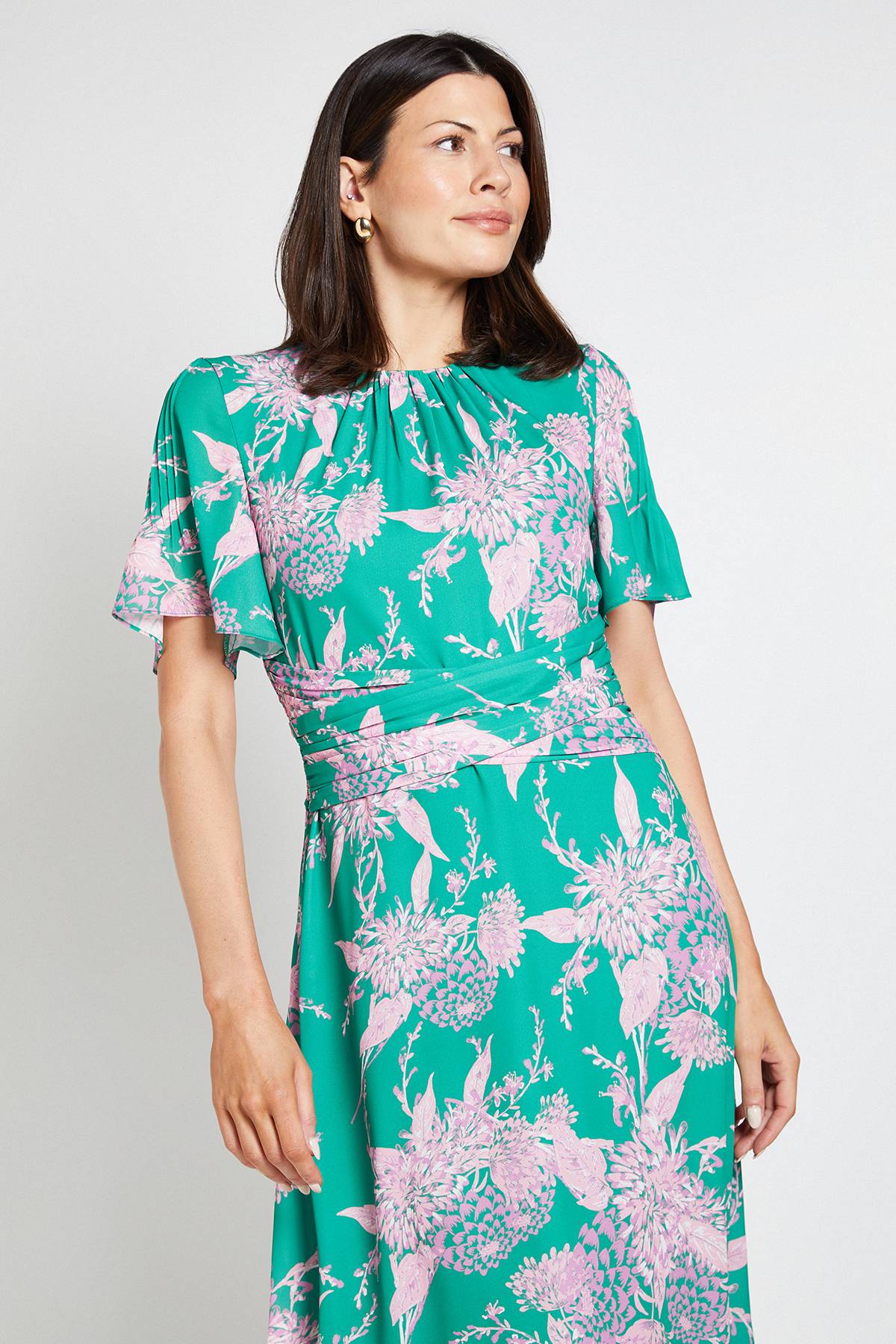 Wallis Robe Midi Florale À Taille Cache-cœur