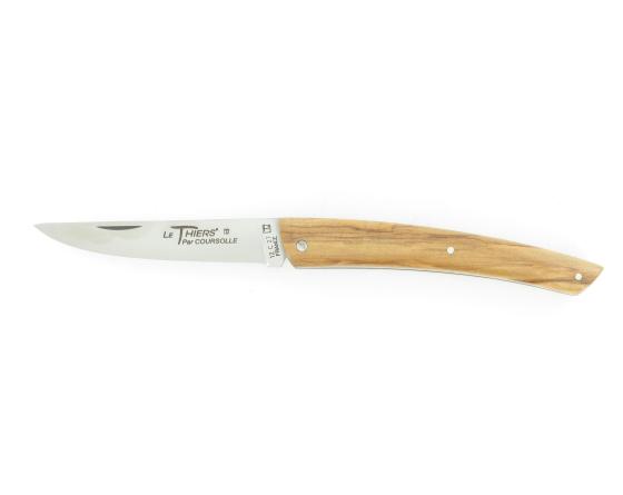 Le Thiers Coursolle 12 cm Olivier Plein Manche Couteau de poche Le Thiers par Coursolle