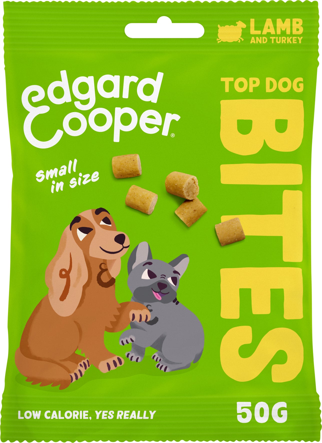 Edgard & Cooper hondensnack Top Dog Bites adult lam/kalkoen small 50 gram