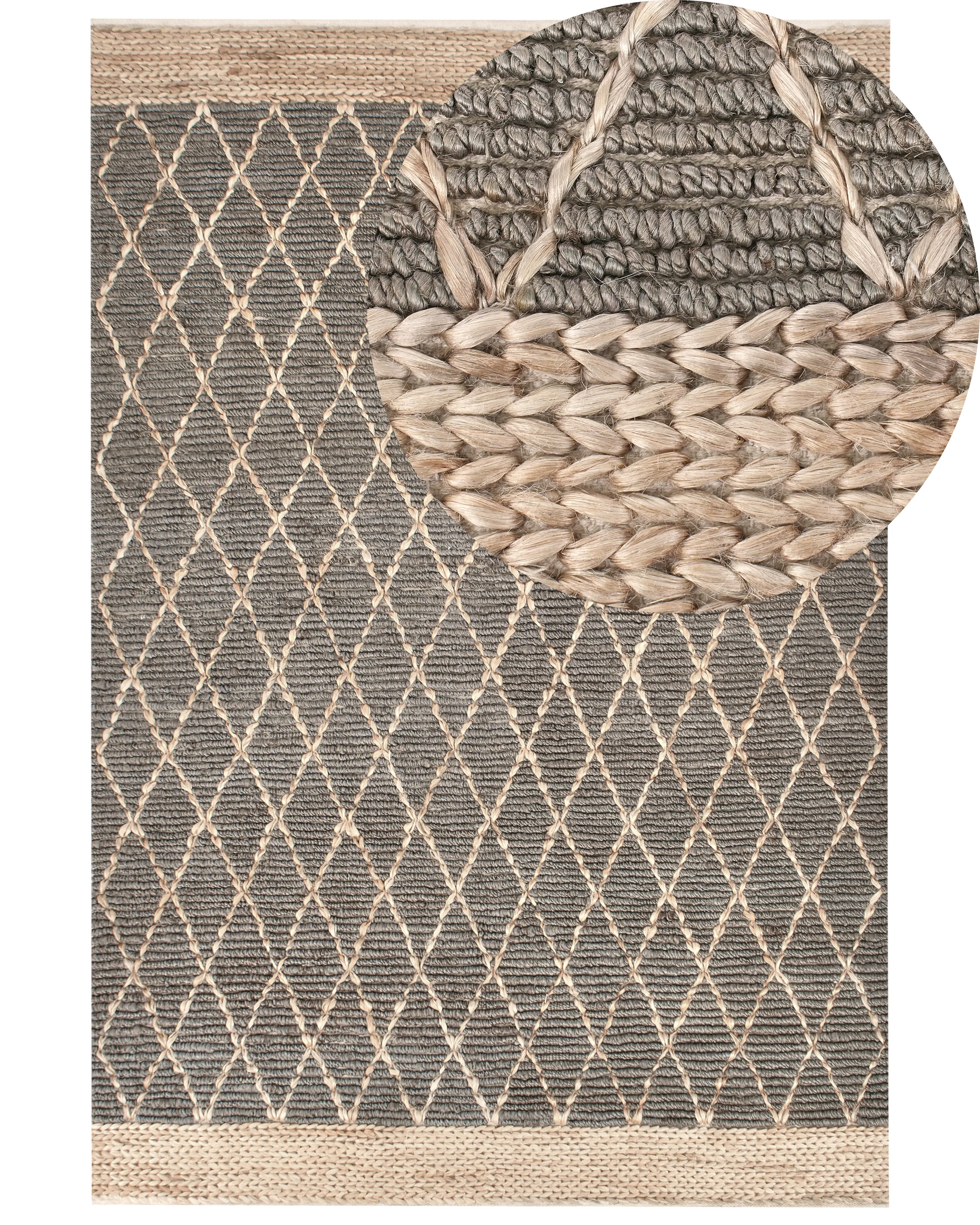 Vloerkleed TELLIKAYA Grijs 200 x 300 cm Jute