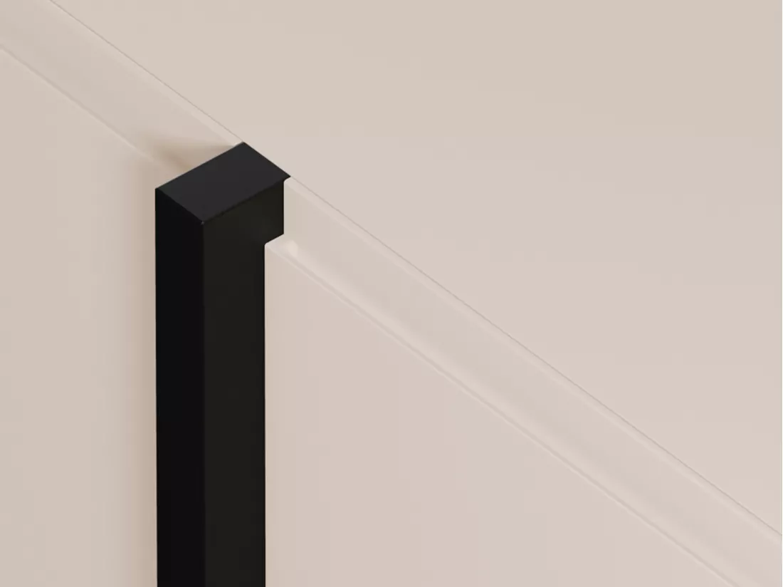 Meuble TV avec 4 portes en MDF - Beige et Noir - LUVONIA
