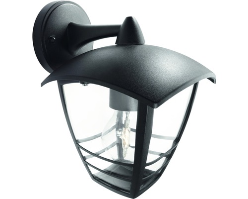 Buitenwandlamp, 1-lichts, H 24 cm, zwart