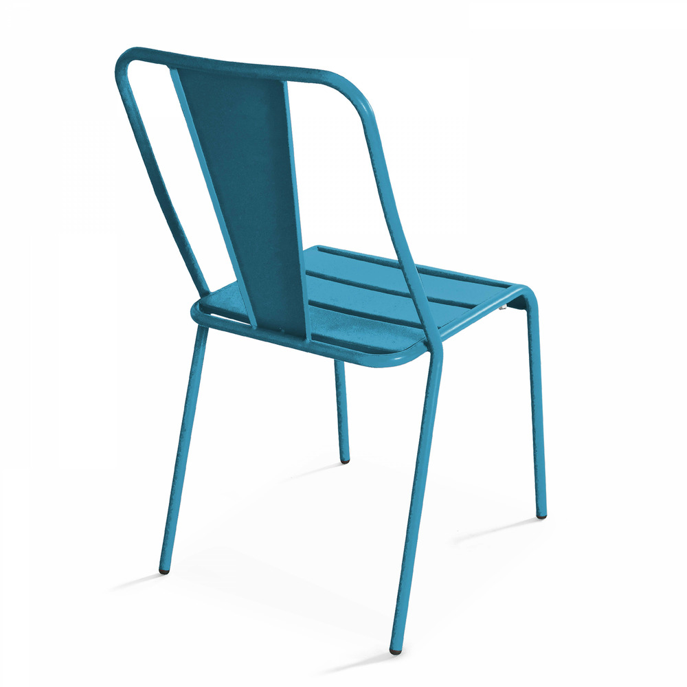 Chaise en métal bleu pacific
