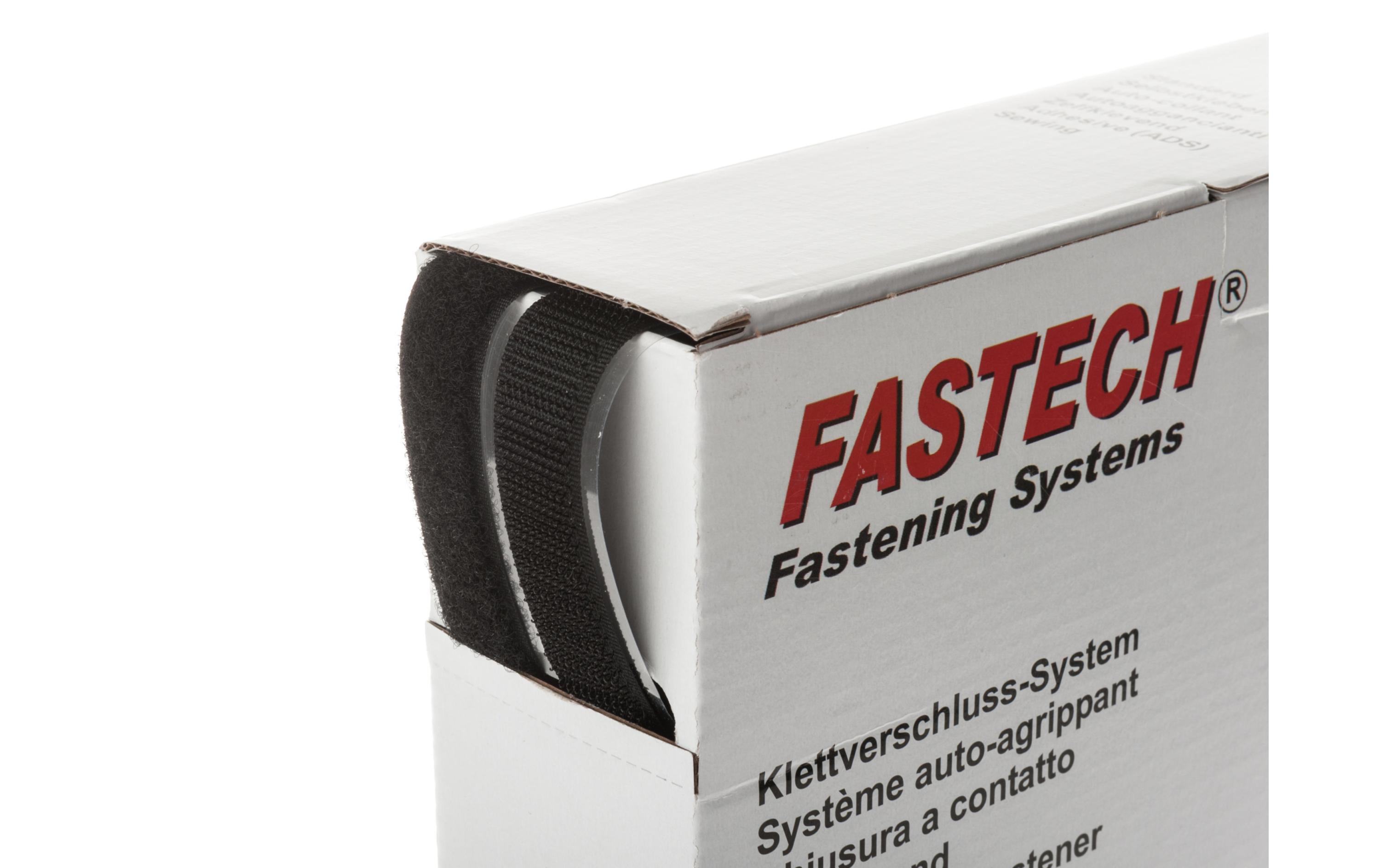 Klettband-Box 20 mm x 25 m selbstklebend, SchwarzSelbstklebendes Klettband