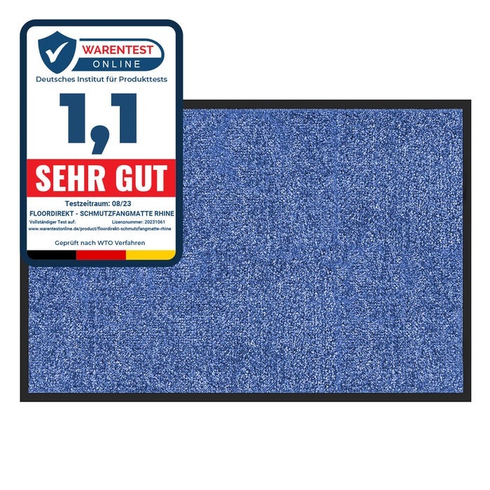Deurmat Rijn - Unicolor - Vuilvangmat voor binnen & buiten - Blauw / 90 x 120 cm