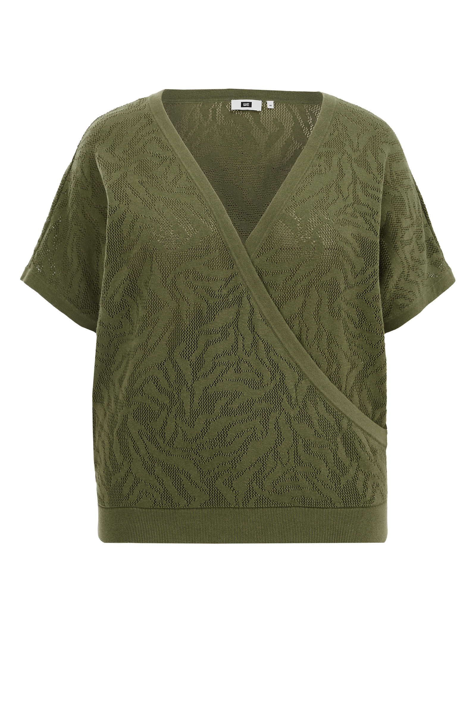 gebreide top met opengewerkt dessin - Curve WE Fashion Legergroen