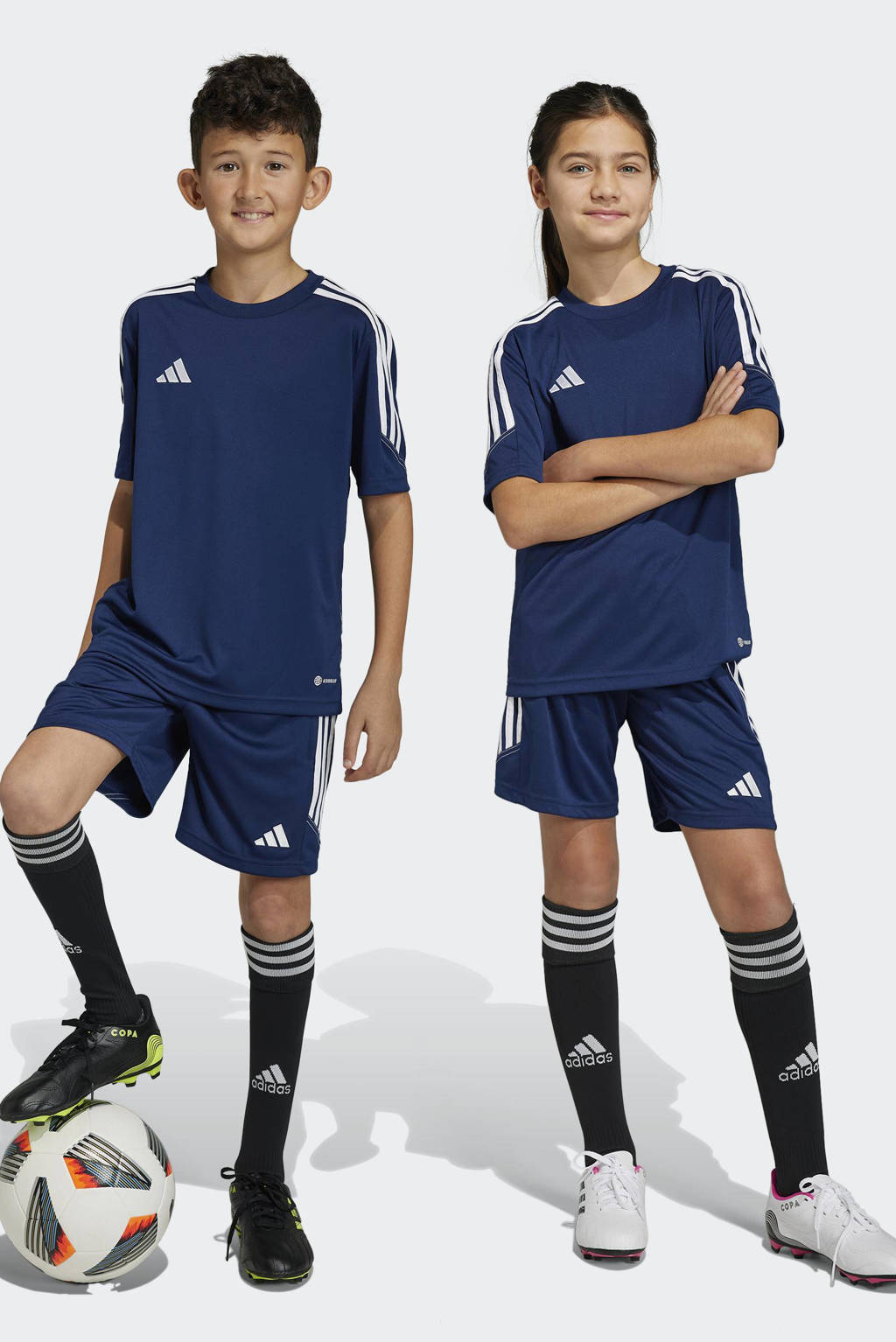 adidas Juniorsportshort Tiro donkerblauw/wit