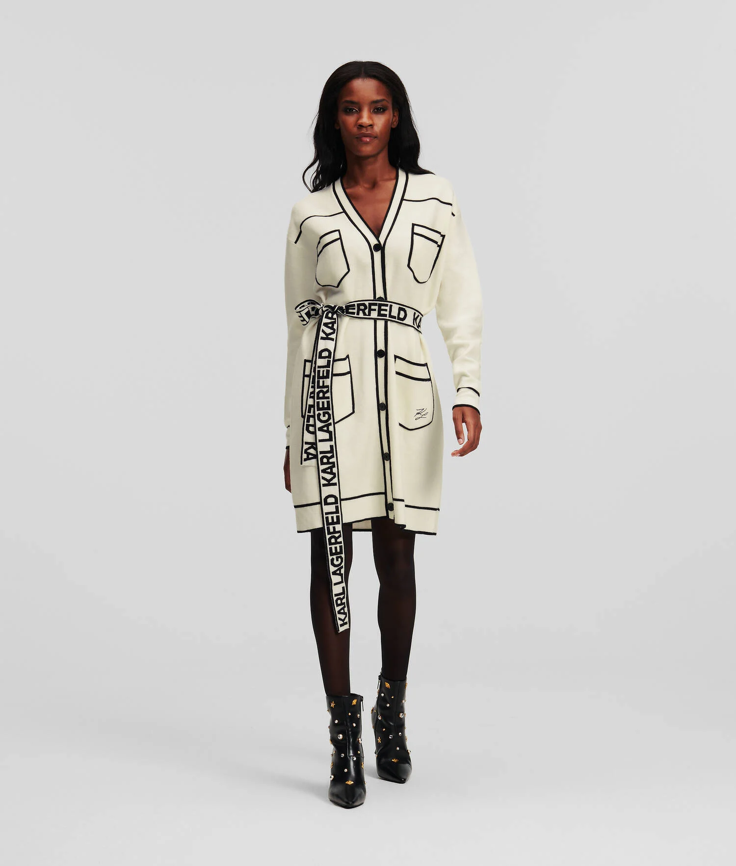 CARDIGAN AVEC CEINTURE ORNÉE DU LOGO KARL