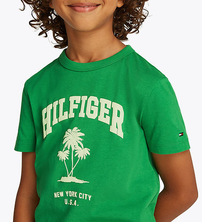Tommy Hilfiger T-Shirt - Palm Print - Strahlend Green