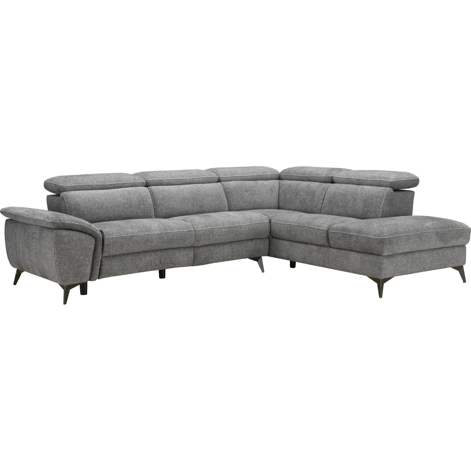 Ecksofa Kiani, Stoff grau, Ottomane rechts