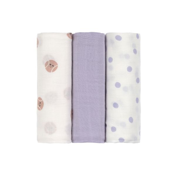 Lässig Tiny Team Swaddle - 3 Stuks - 80 x 80 cm - Heavenly Soft - Pastel Lilac