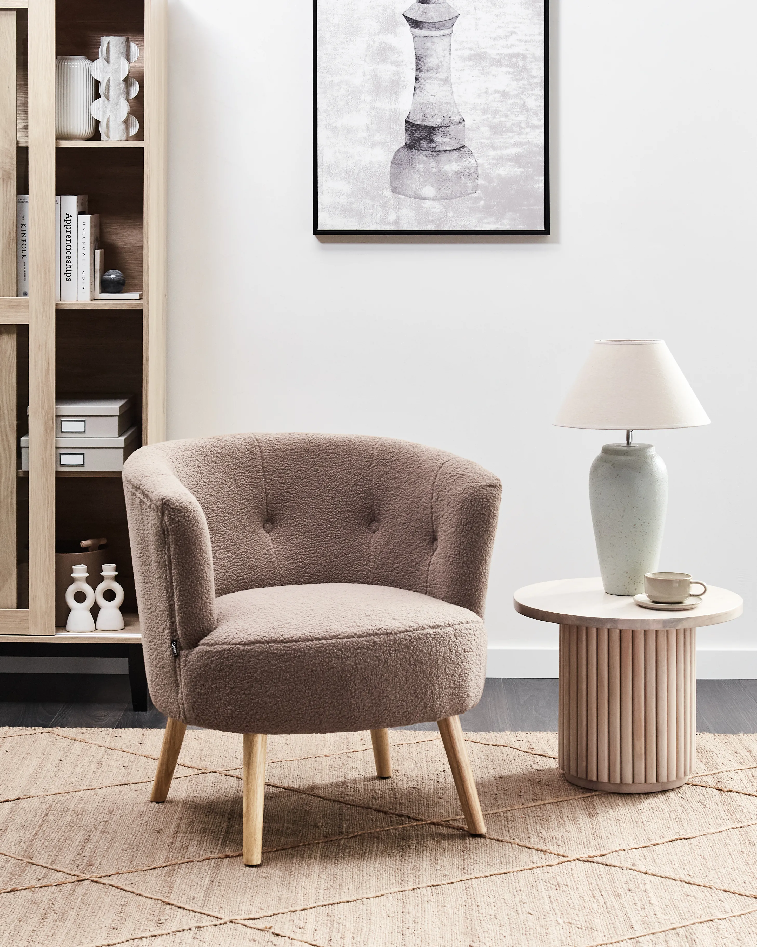 Fauteuil ODENZEN Bouclé Bruin