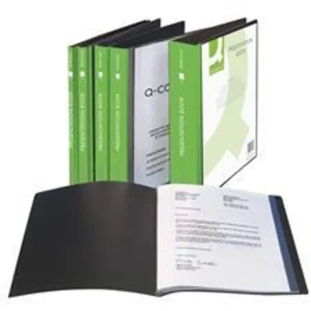 Q-Connect Panorama Sichtbuch, schwarz, 10 Taschen, PP A4