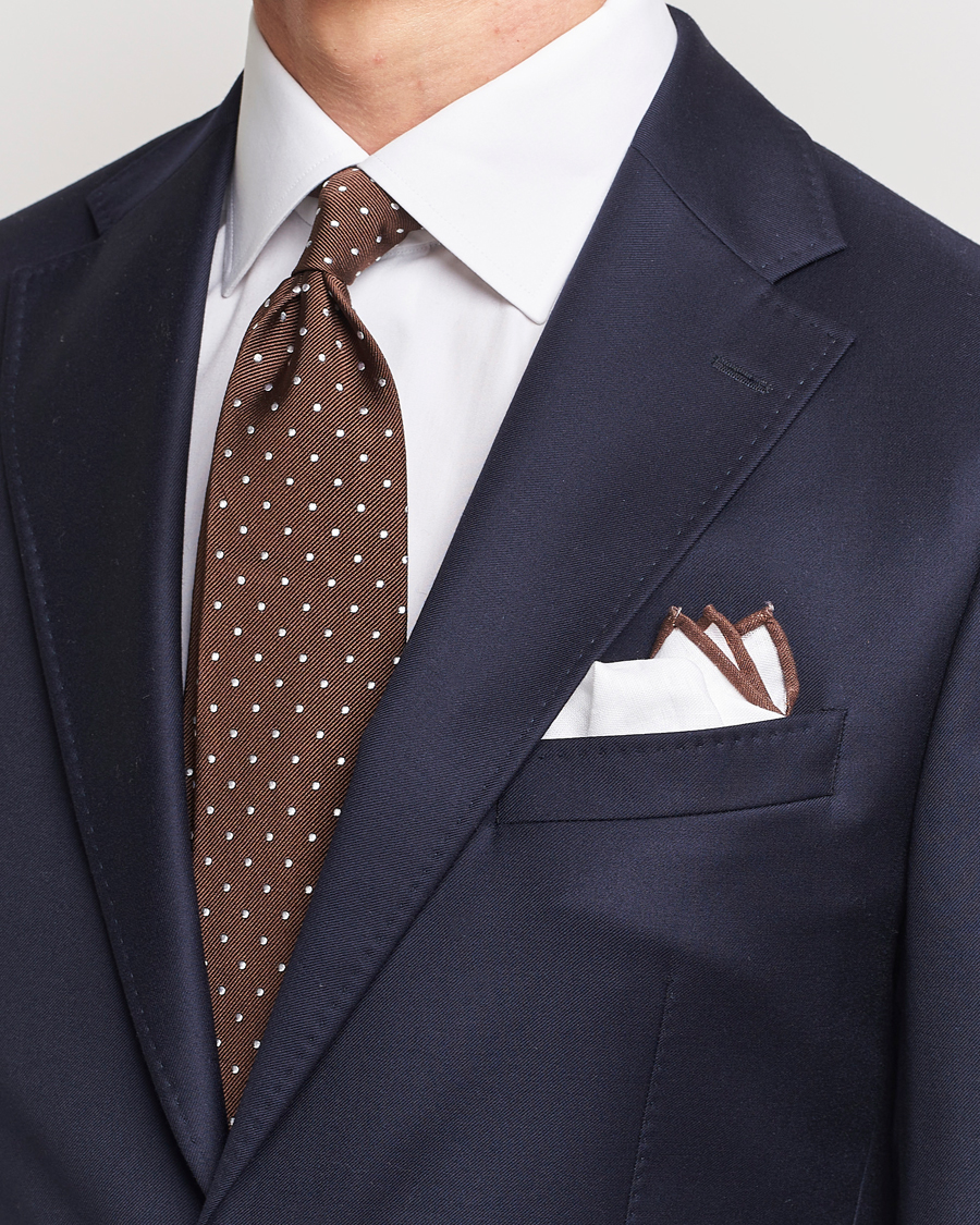 Amanda Christensen Set Tie & Pocket Square Brown/White