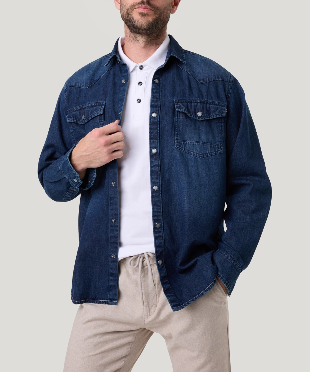 Pioneer Authentic Jeans Jeanshemd , mit Brusttaschen, in blauer Waschung