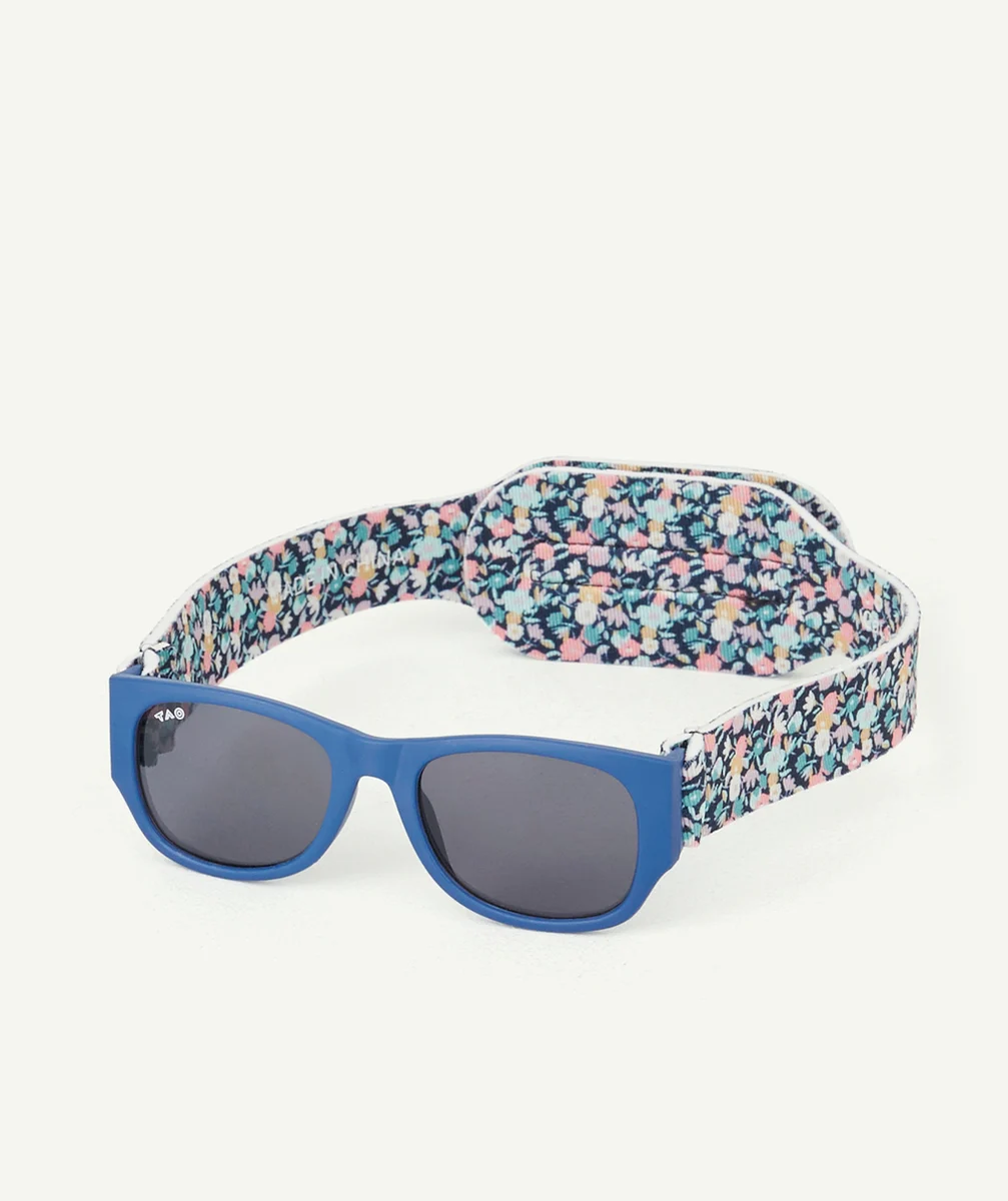 LUNETTES DE SOLEIL BLEU AVEC CORDON FLEURI EN NÉOPRÈNE UV3