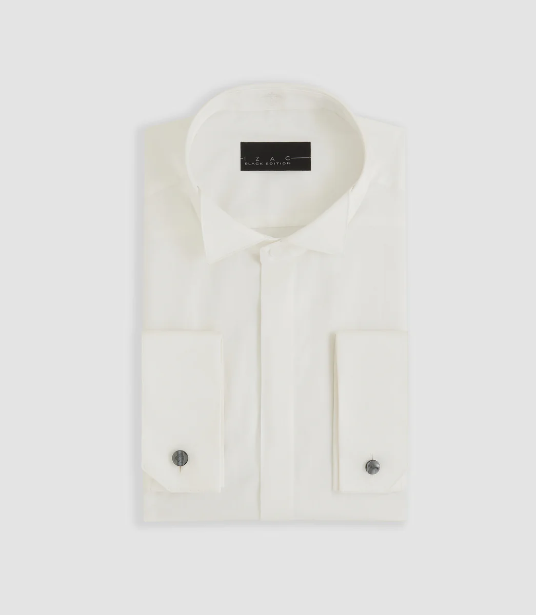 Chemise de cérémonie en satin écru 