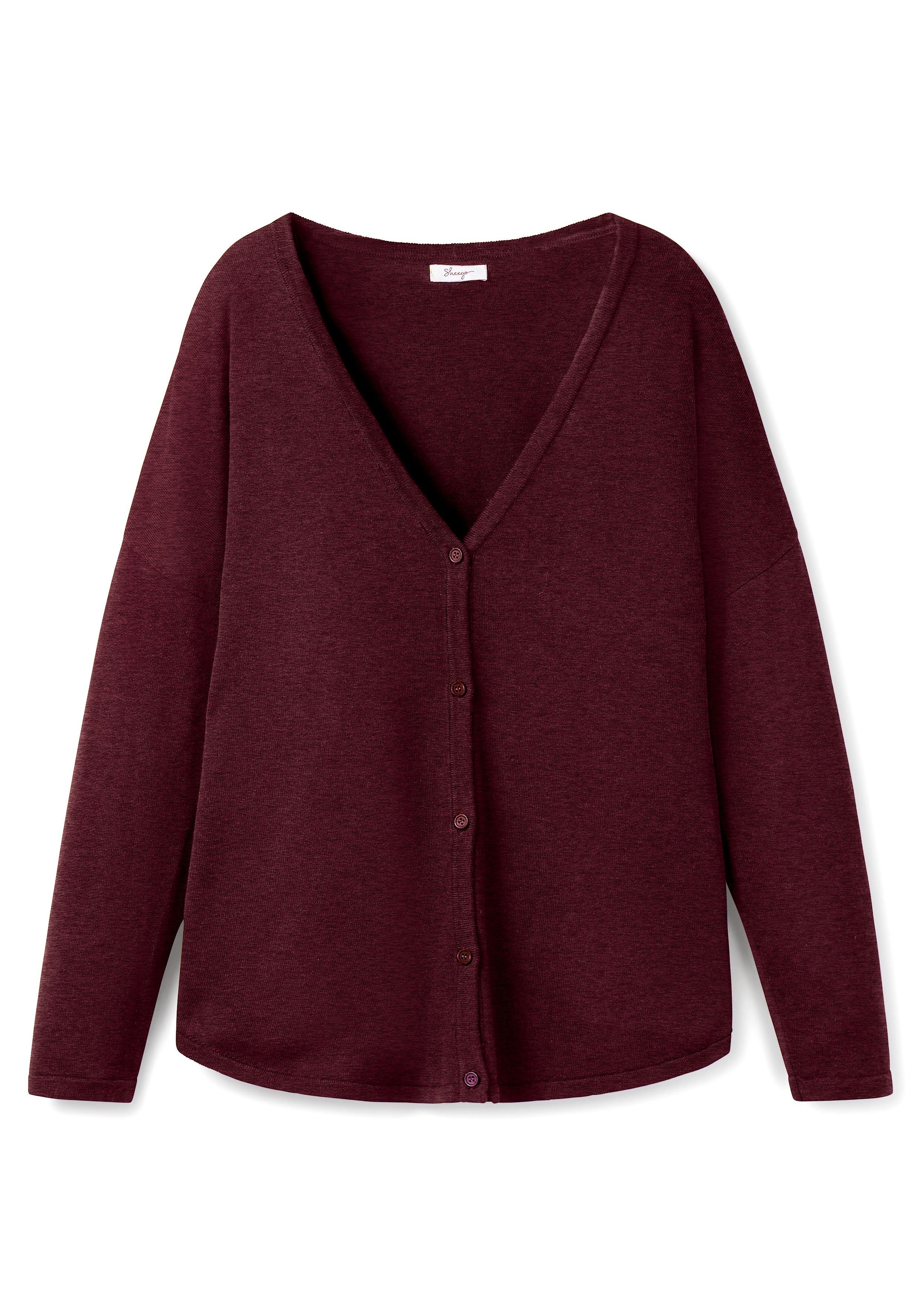 Strickjacke mit V-Ausschnitt und gerundetem Saum