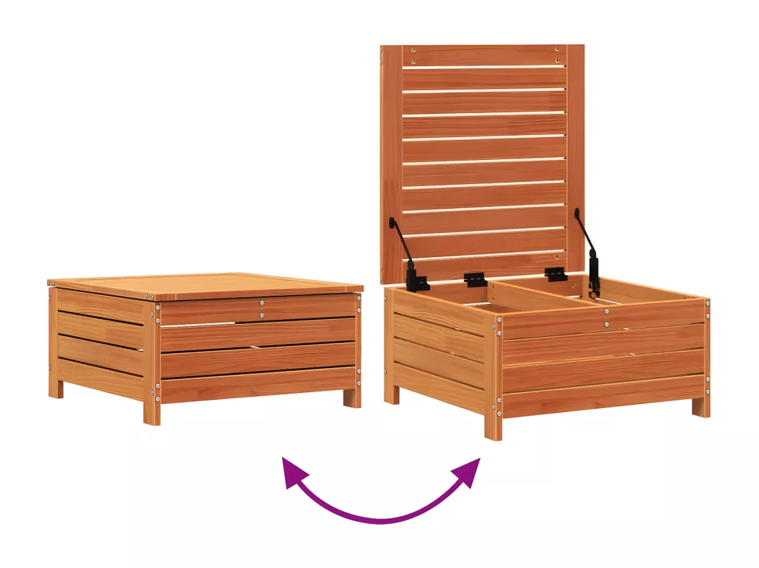 Repose-pied de jardin avec coussin bois massif de pin