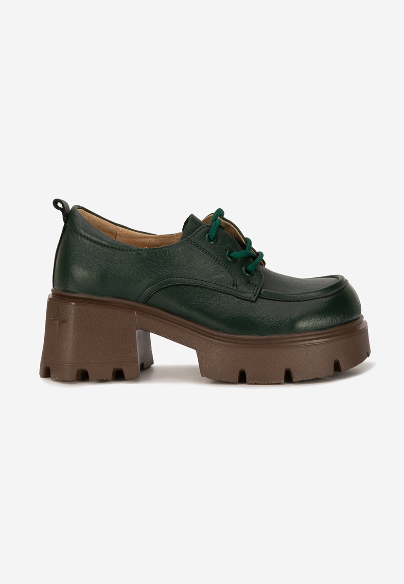 Chaussures casual femme en cuir vert Lenovia